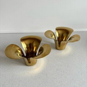 Ikea STILLHET Brass Flower Stackable Votive Holders